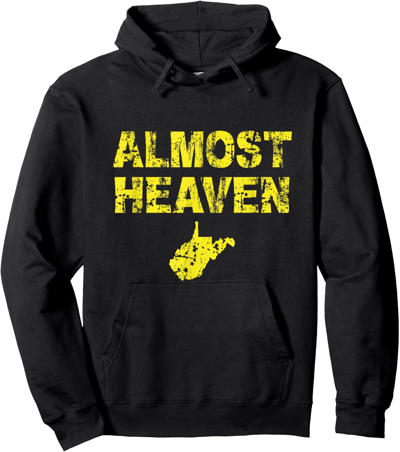 Almost Heaven Distressed with State Hoodie - Hoodie | Black