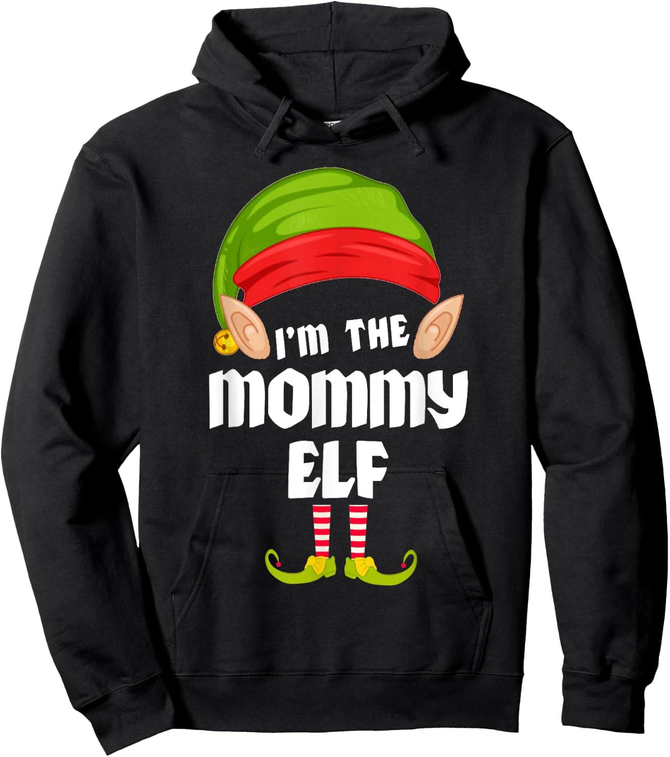 Funny Mommy Elf Matching Family Group PJ Christmas Hoodie - Hoodie | Black