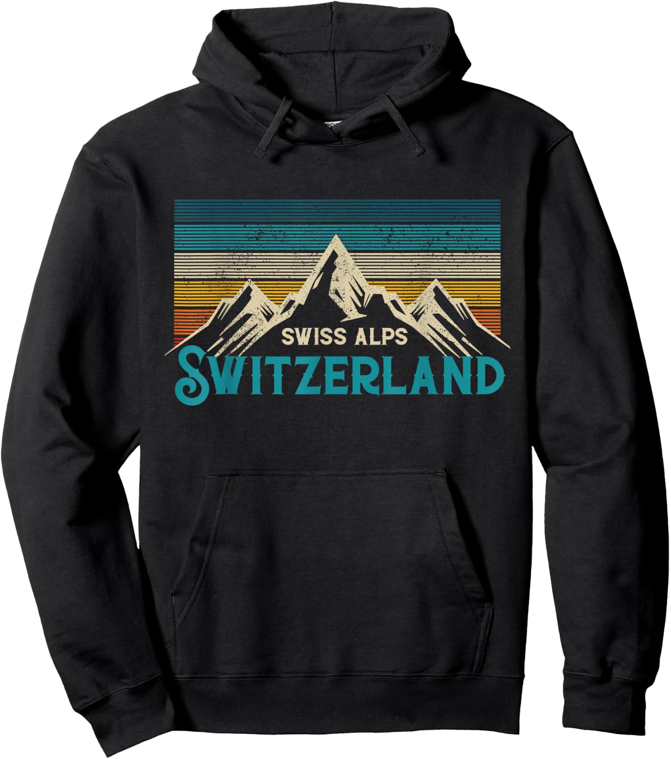 Swiss Alps Vintage Mountains Swiss Souvenir Gift Hoodie - Hoodie | Black