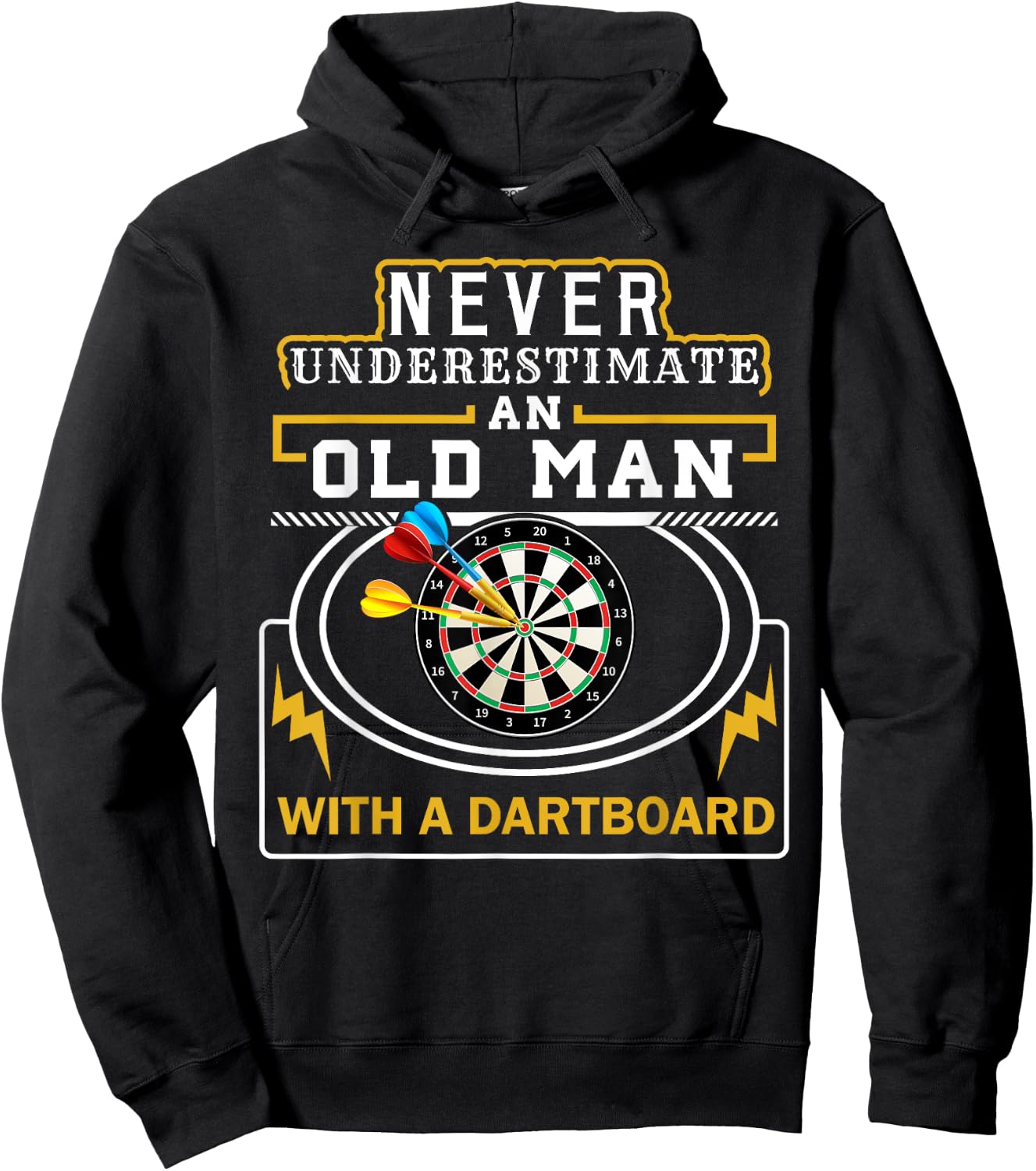 OLD MAN Darts Cool Grandpa Gift Dart Player Men Gifts Hoodie - Hoodie | Black