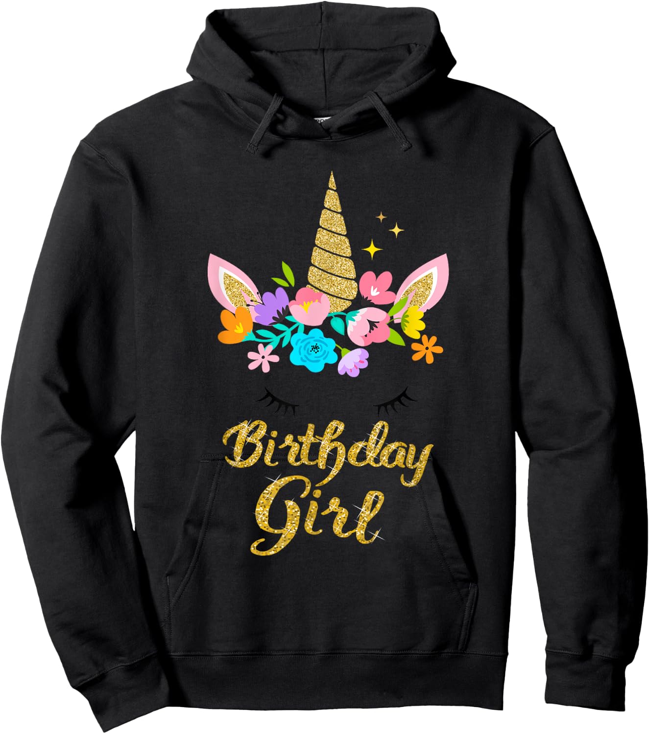Unicorn Birthday Girl Gift Birthday Present For Girl Hoodie - Hoodie | Black