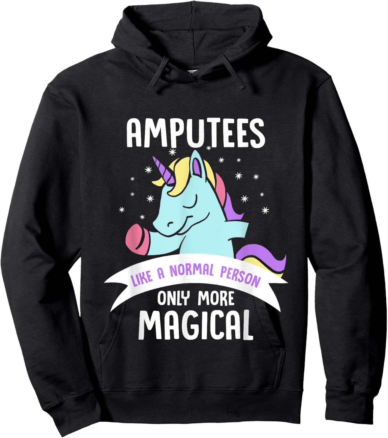 Amputee Amputation Survivor Warrior Shirts Men's Black Cotton Blend Classic Fit Short Sleeve Unicorn Humor Recovery Hoodie - Hoodie | Black