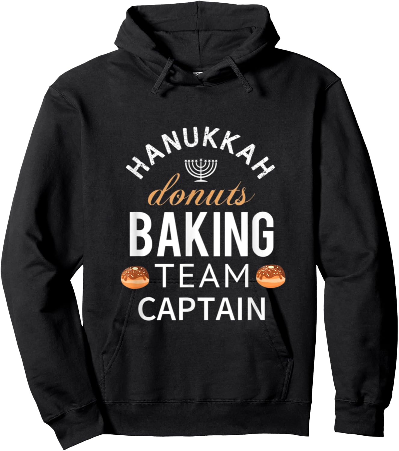 Hanukkah Donuts Baking Team Captain Sufganyiot And Latkes Hoodie - Hoodie | Black