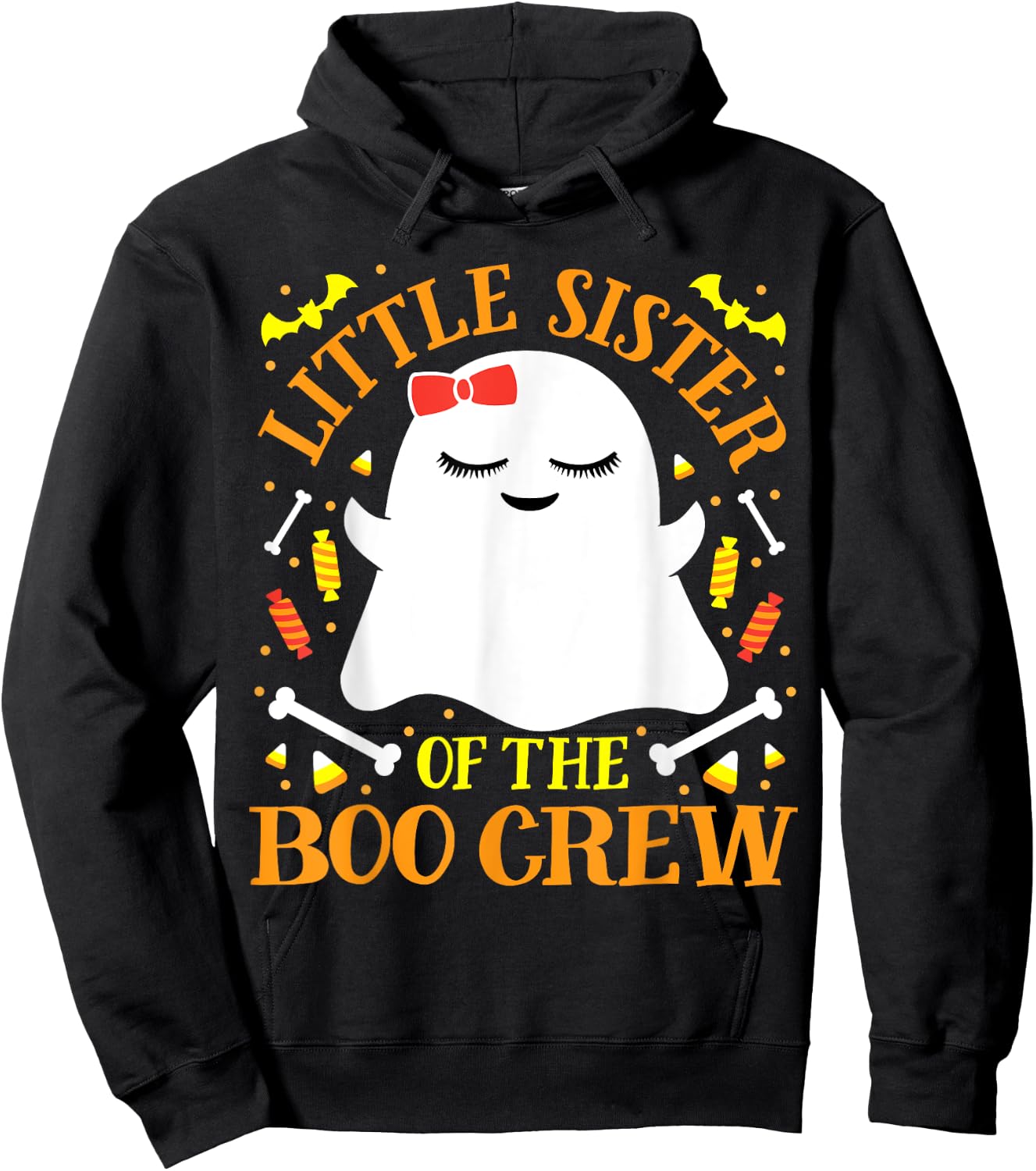 Little Sister Boo Crew Ghost Matching Family Girls Halloween Hoodie - Hoodie | Black