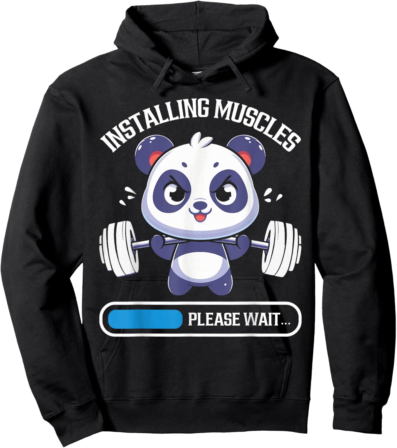 Muscle Building Fitness Panda Weight Lifting Barbell Workout Hoodie - Hoodie | Black