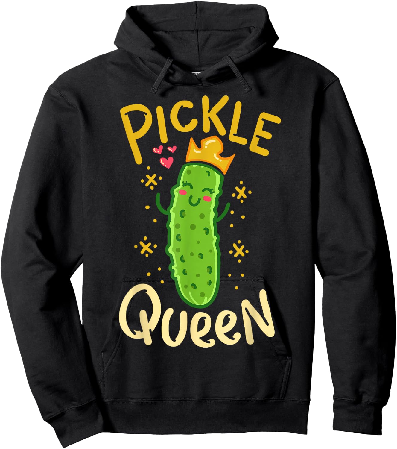 Pickle Queen Vegan Funny Cucumber Vegetable Small Hoodie - Hoodie | Black