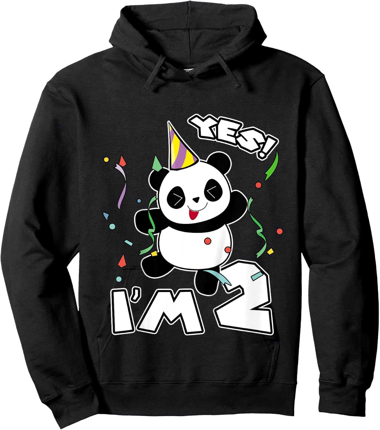 Kids 2nd Birthday Panda Yes I'm 2 Panda Costume Gift Hoodie - Hoodie | Black