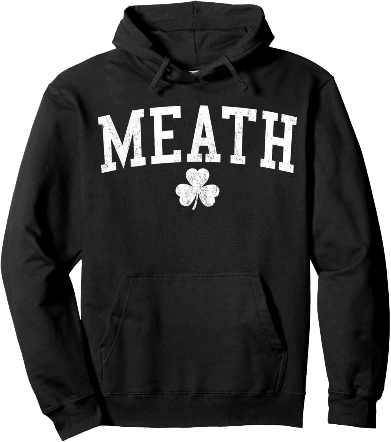 Meath Ireland St Patricks Day Retro Distressed Shamrock Hoodie - Hoodie | Black