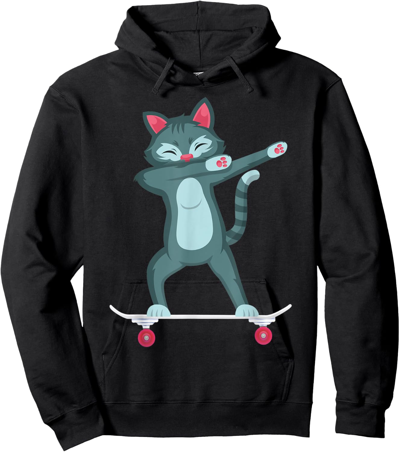 Skateboarding Kitty Cat on Skateboard Gift Skater Hoodie - Hoodie | Black