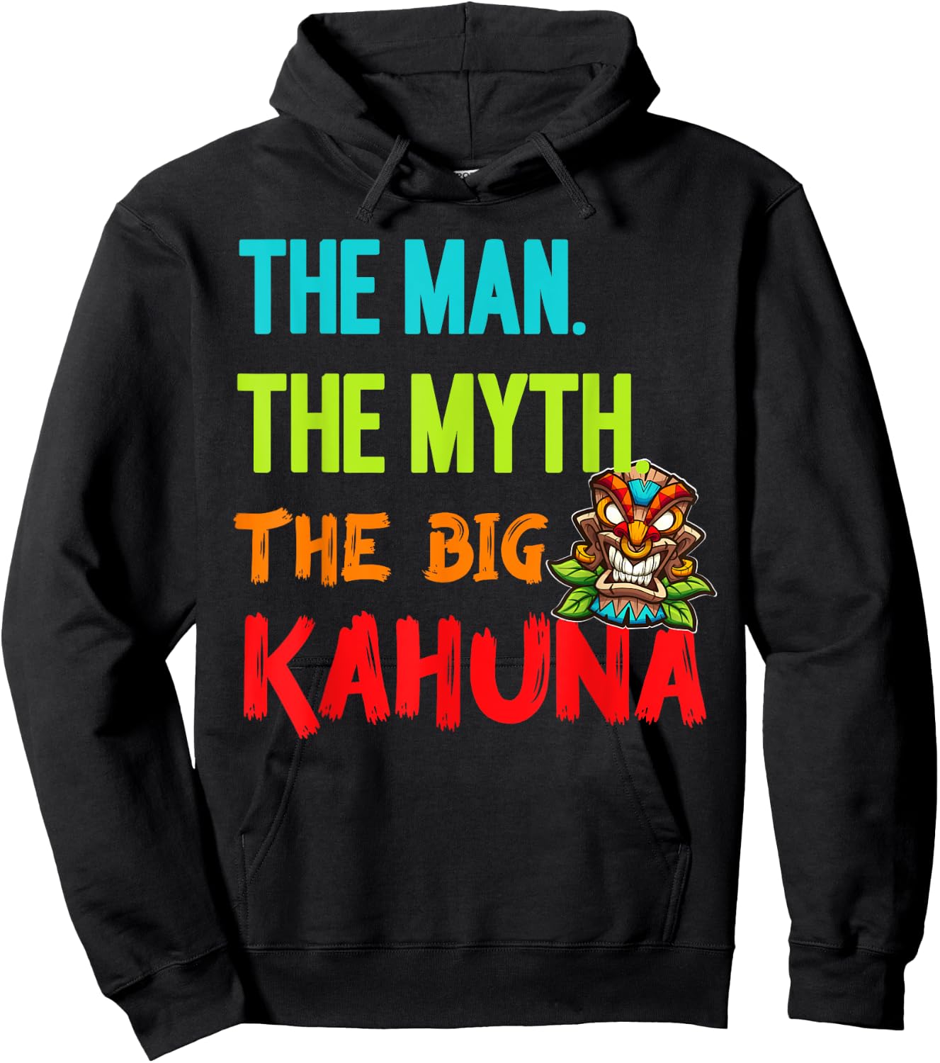 Funny The Man The Myth The Big Kahuna Men's Tiki Fishing Hoodie - Hoodie | Black