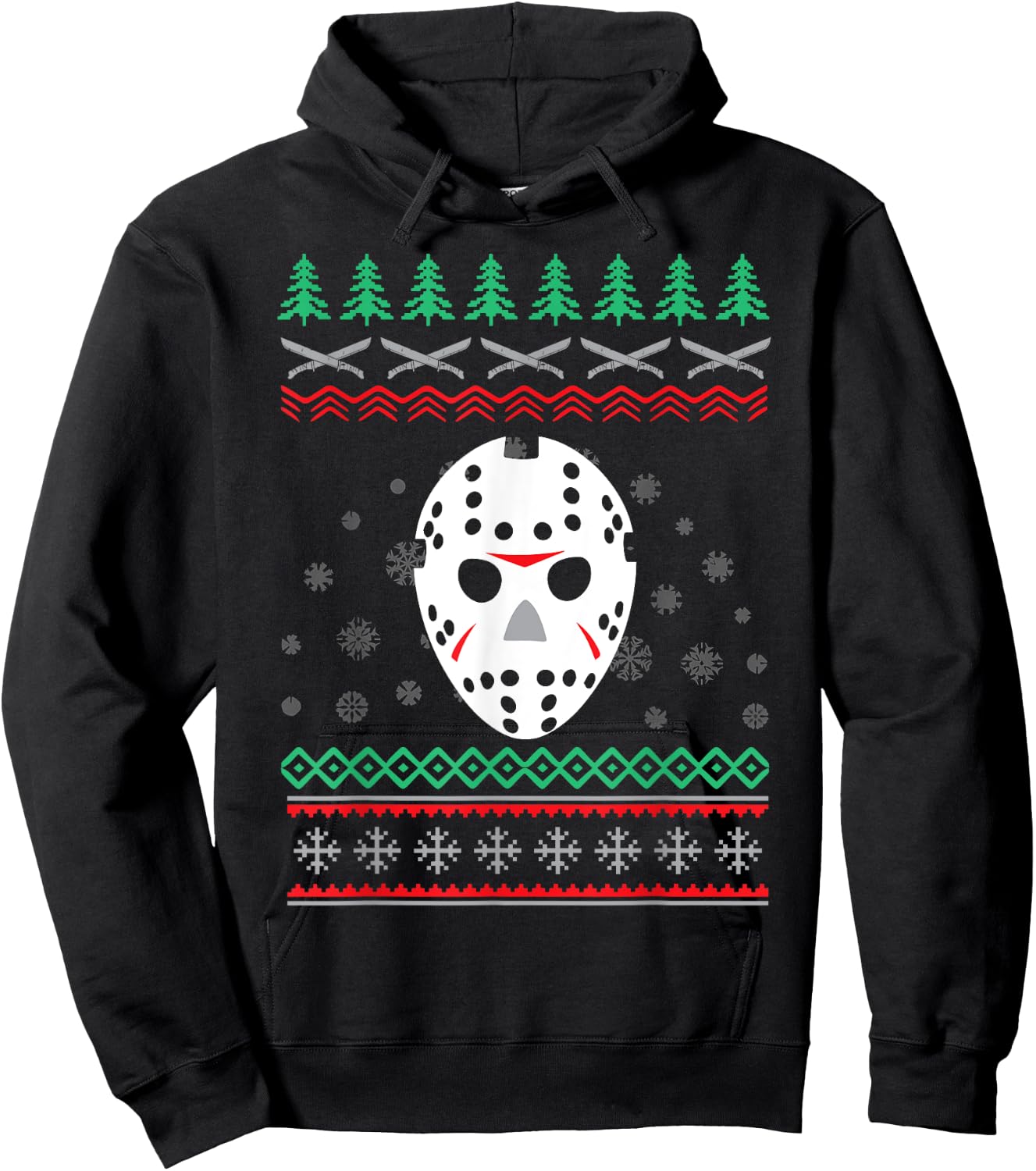 Jason Hockey Mask Ugly Christmas Holiday Festive Hoodie - Hoodie | Black