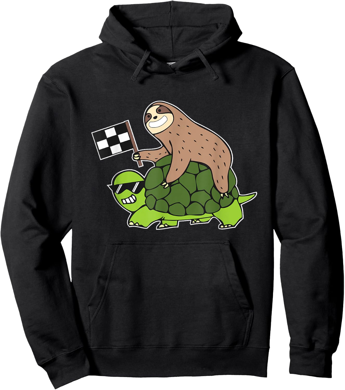 Sloth Riding A Turtle Sloth Racing Team Gift Hoodie - Hoodie | Black