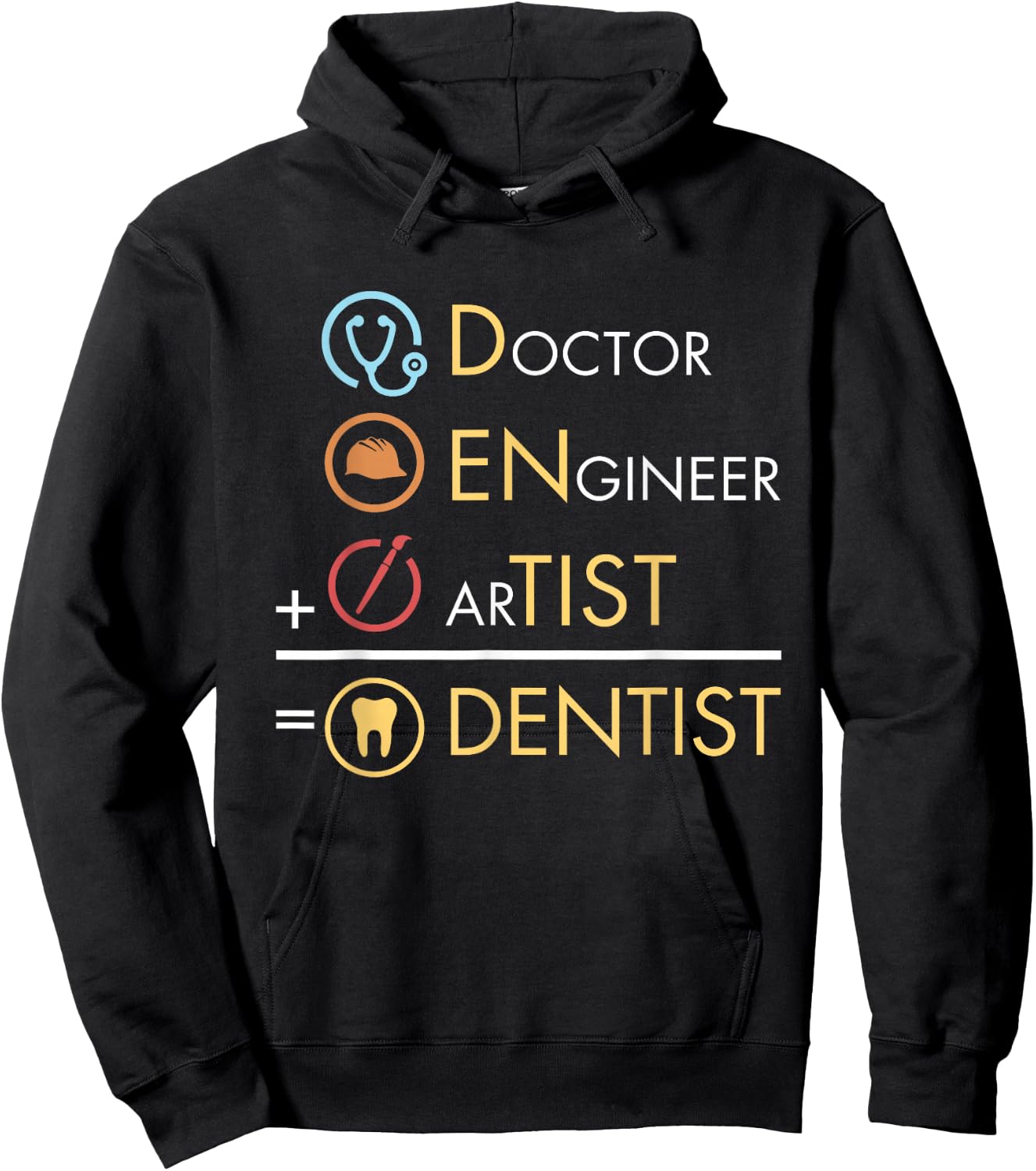 Doctor Engineer Artist = Dentist Funny Dental Hoodie - Hoodie | Black