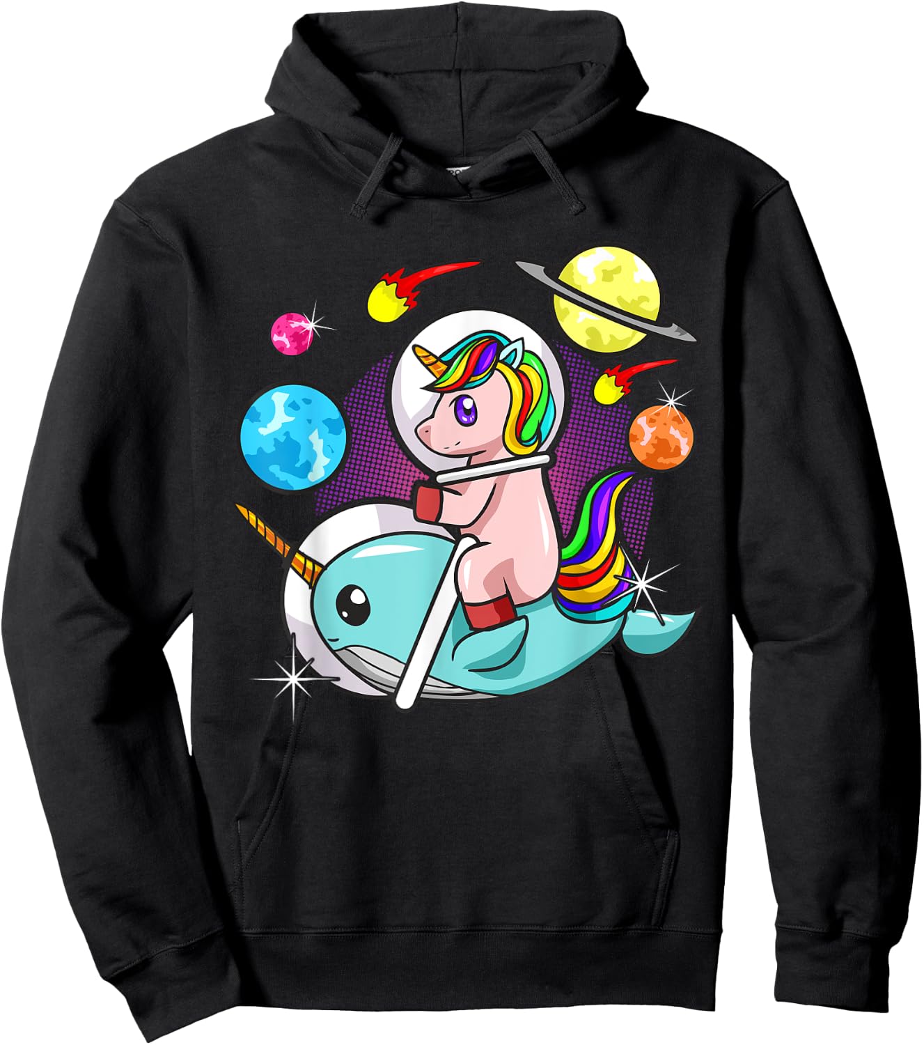 Unicorn Narwhal Space Astronaut Science Funny Humor Hoodie - Hoodie | Black