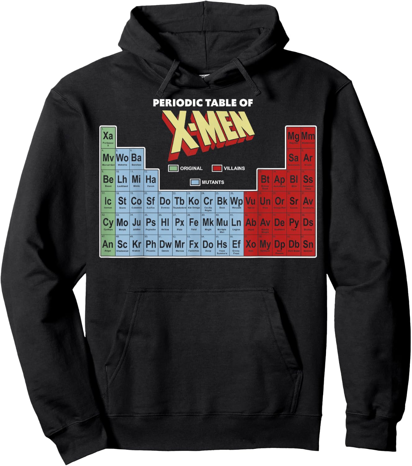 Marvel Periodic Table of X-Men Elements Colorful Hoodie - Hoodie | Black