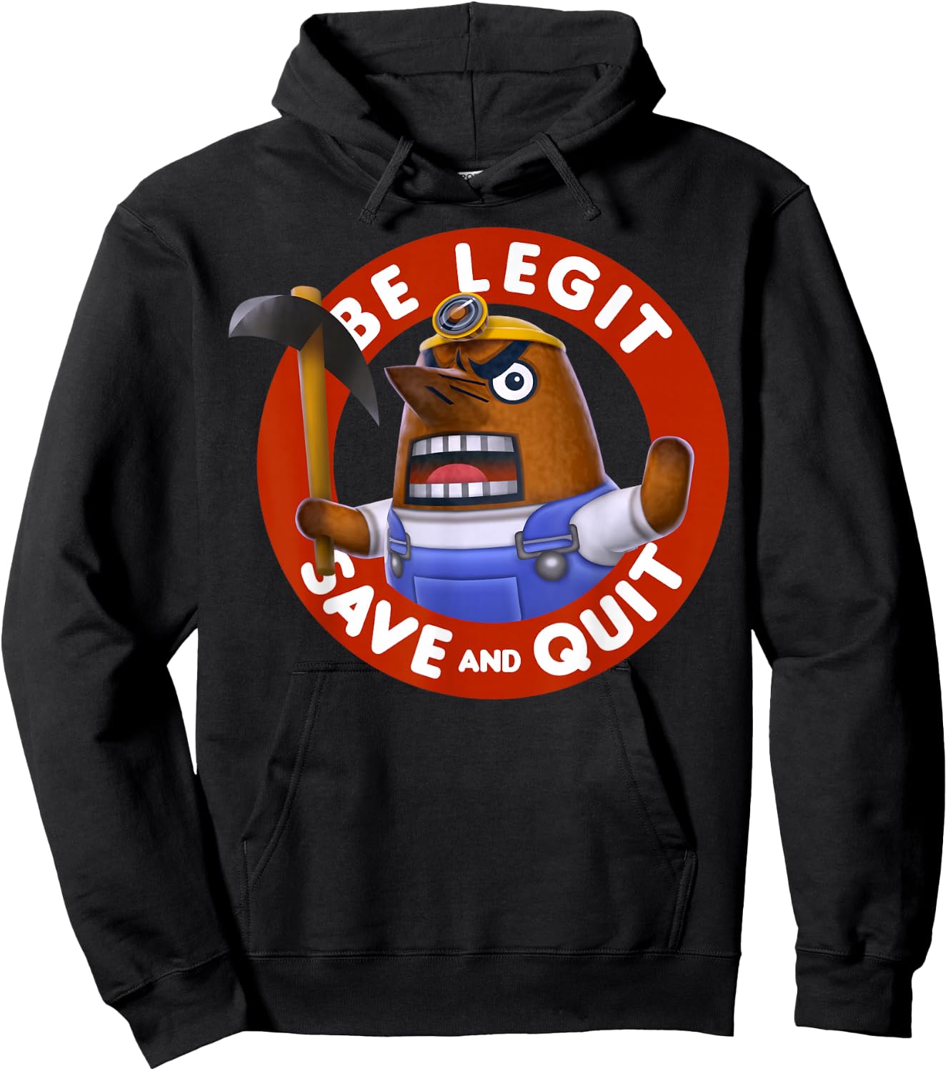 Nintendo Animal Crossing Resetti Save & Quit Graphic Hoodie - Hoodie | Black