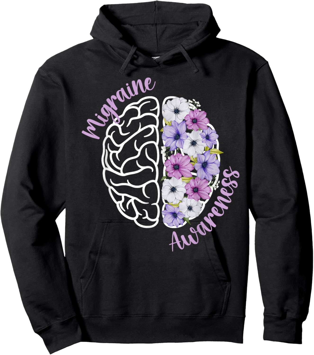 Migraine Awareness Flowers Migraine Warrior Migraine Fighter Hoodie - Hoodie | Black
