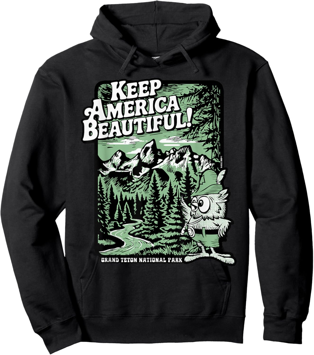 Woodsy Owl Keep America Beautiful Grand Teton National Park Hoodie - Hoodie | Black