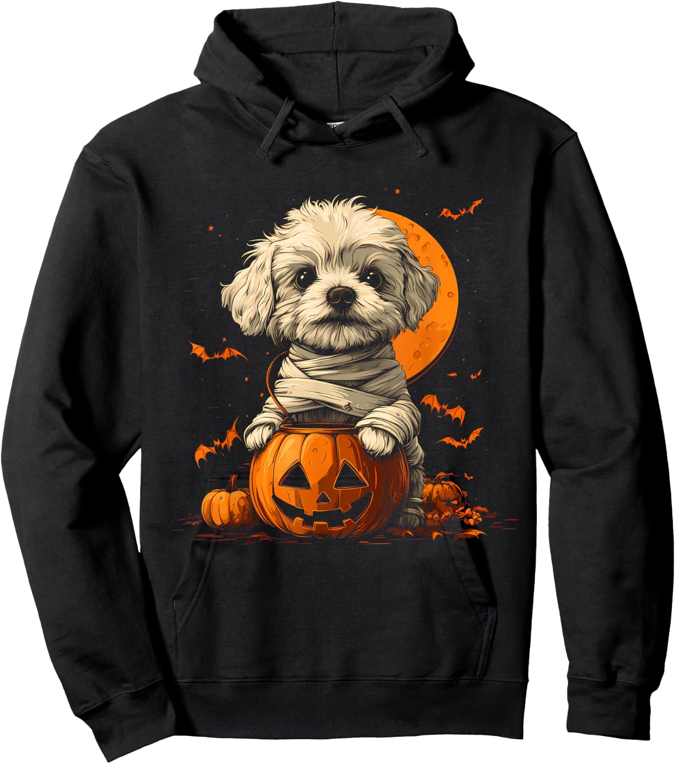 Mummy Havanese Pumpkin Scary Halloween Dog Lovers Costume Hoodie - Hoodie | Black