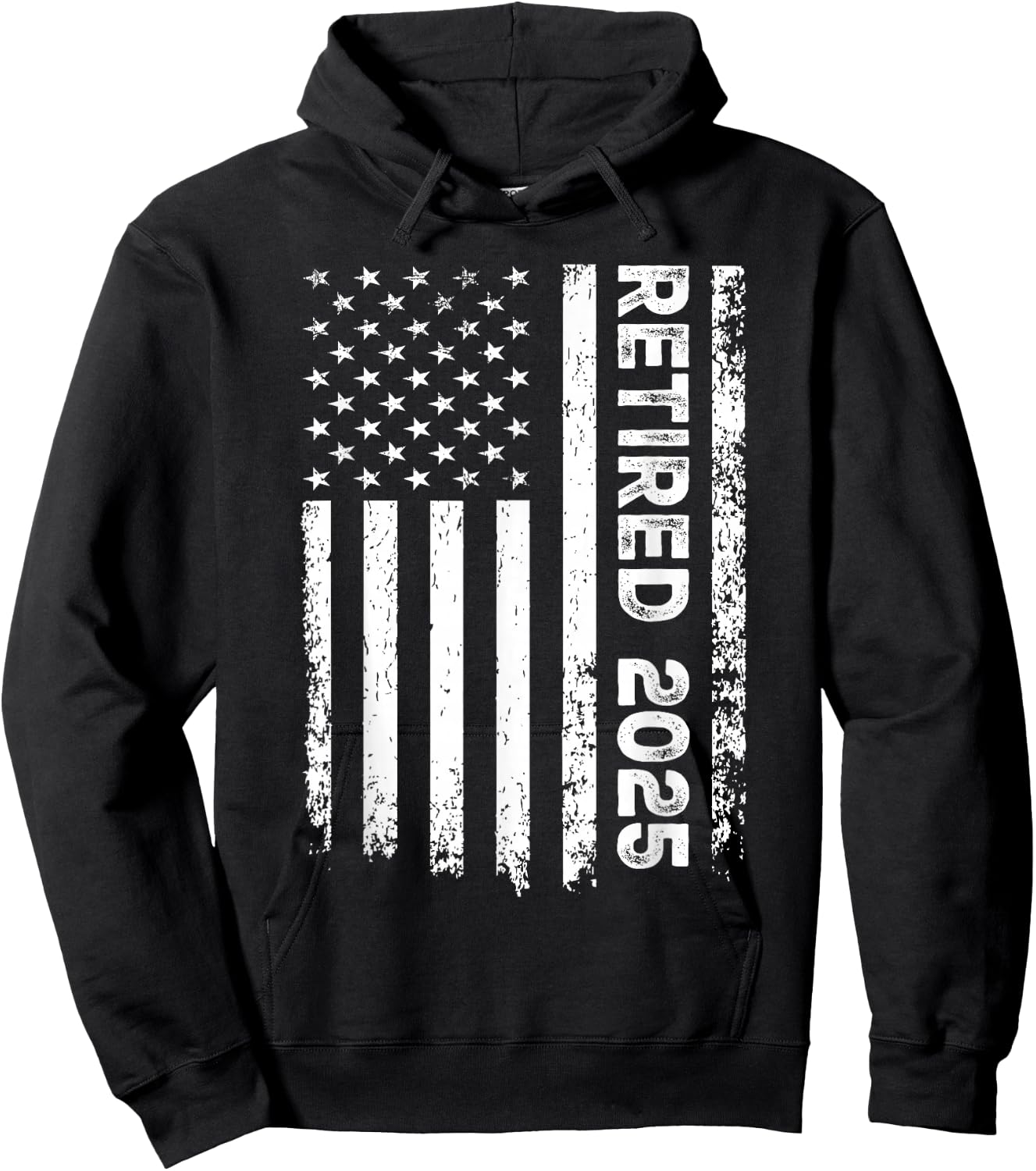 Vintage Retired 2025 American Flag Retirement 2025 Pensioner Hoodie - Hoodie | Black