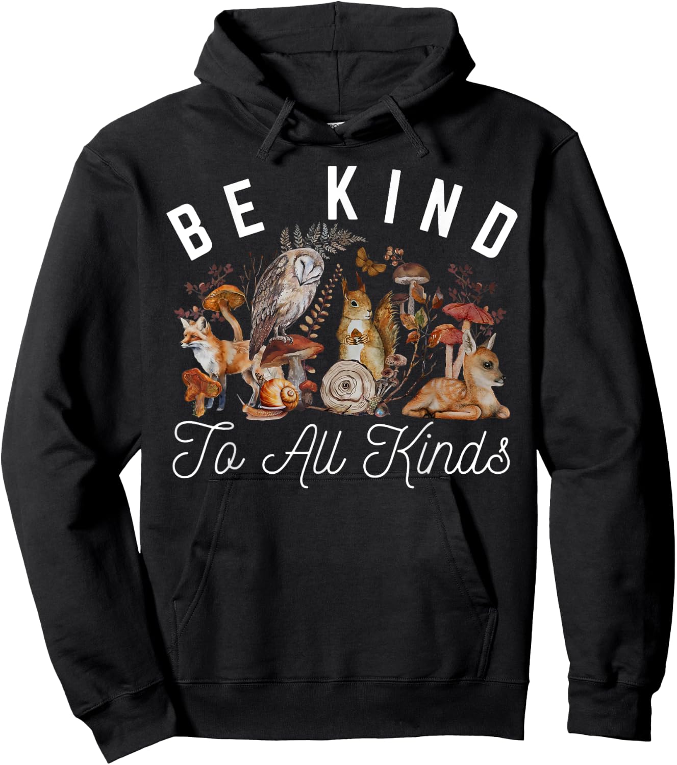 Vintage Be Kind To All Kinds Wildlife Forest Biology Teacher Hoodie - Hoodie | Black