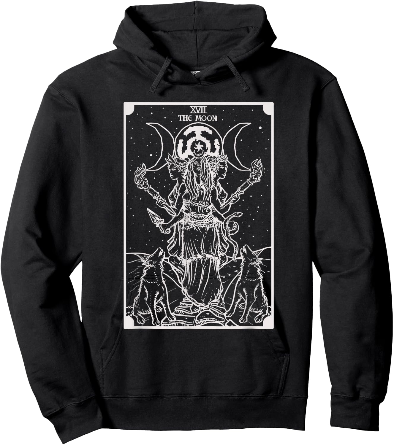 Hecate Triple Moon Goddess Witch Hekate Wheel Tarot Card Hoodie - Hoodie | Black