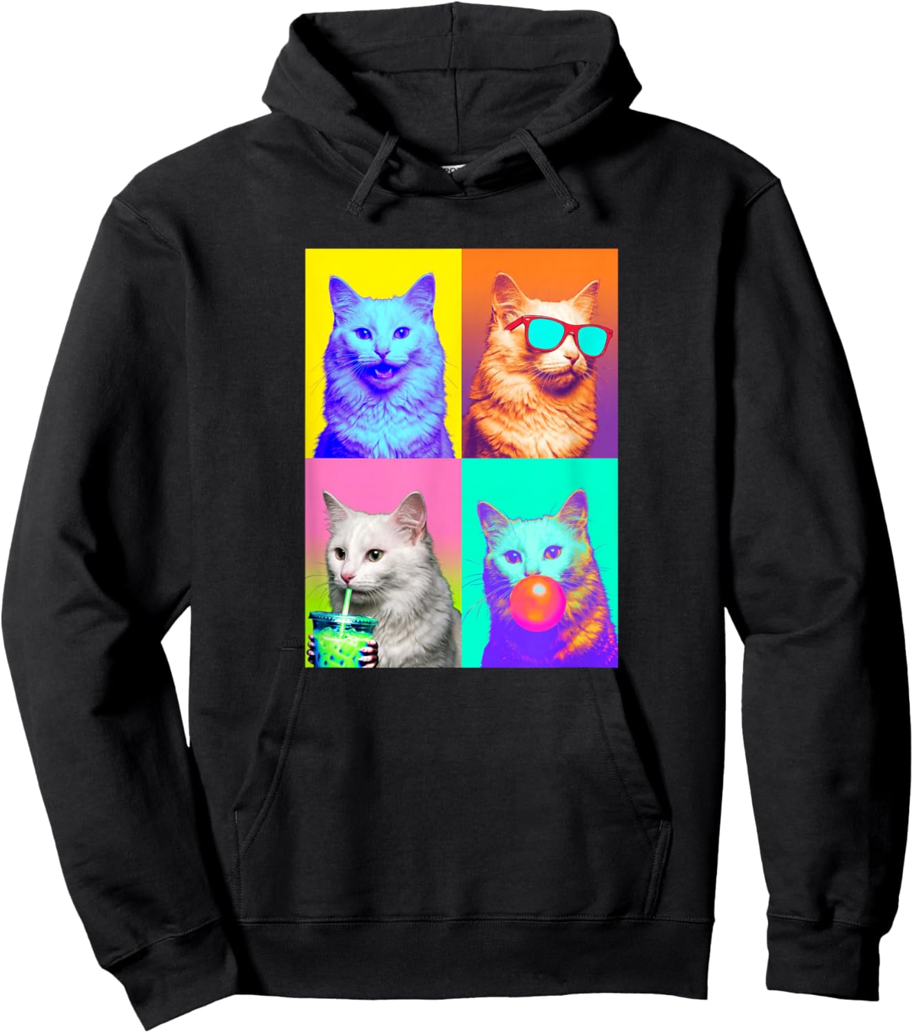 Funny Photo Booth Meme Turkish Angora cat Hoodie - Hoodie | Black