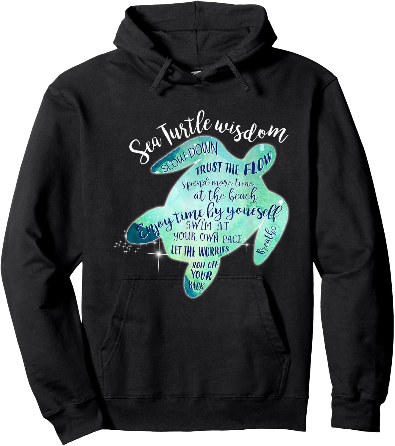 Sea Turtle Wisdom - Beach Hoodie - Hoodie | Black
