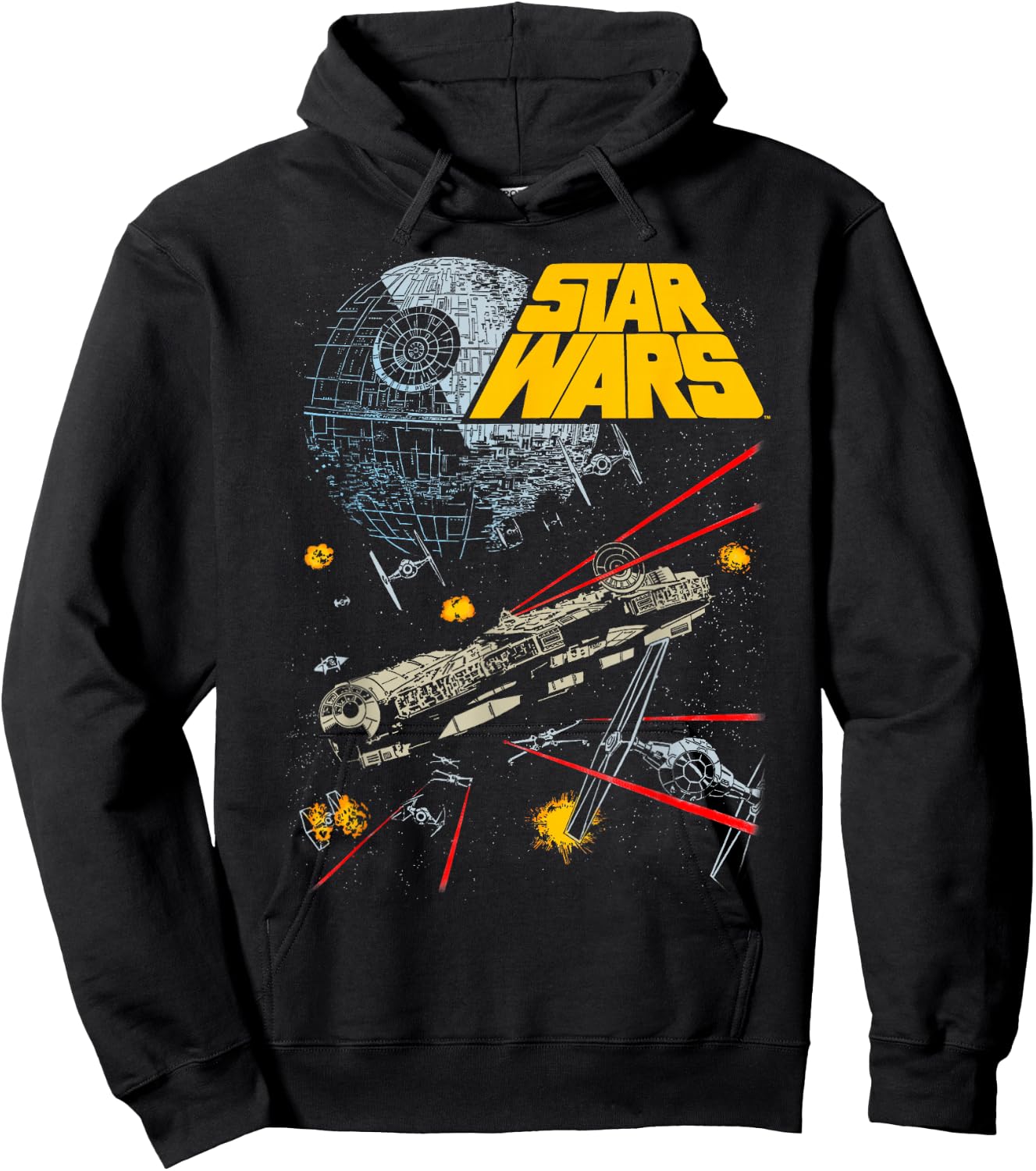 Star Wars Millennium Falcon TIE Fighters Battle Hoodie - Hoodie | Black