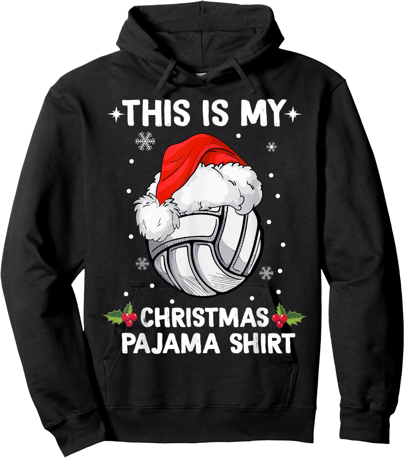 This Is My Christmas Pajama shirt Volleyball Christmas Girls Hoodie - Hoodie | Black