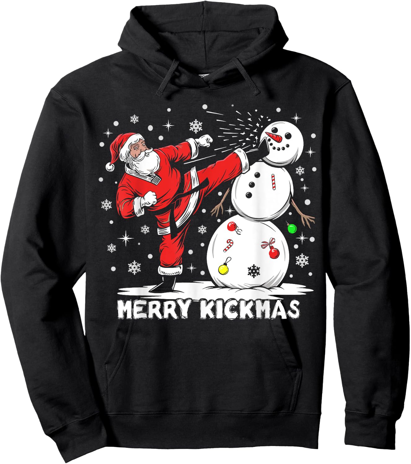 Merry Kickmas Funny Xmas Santa Taekwondo Christmas Judo Hoodie - Hoodie | Black