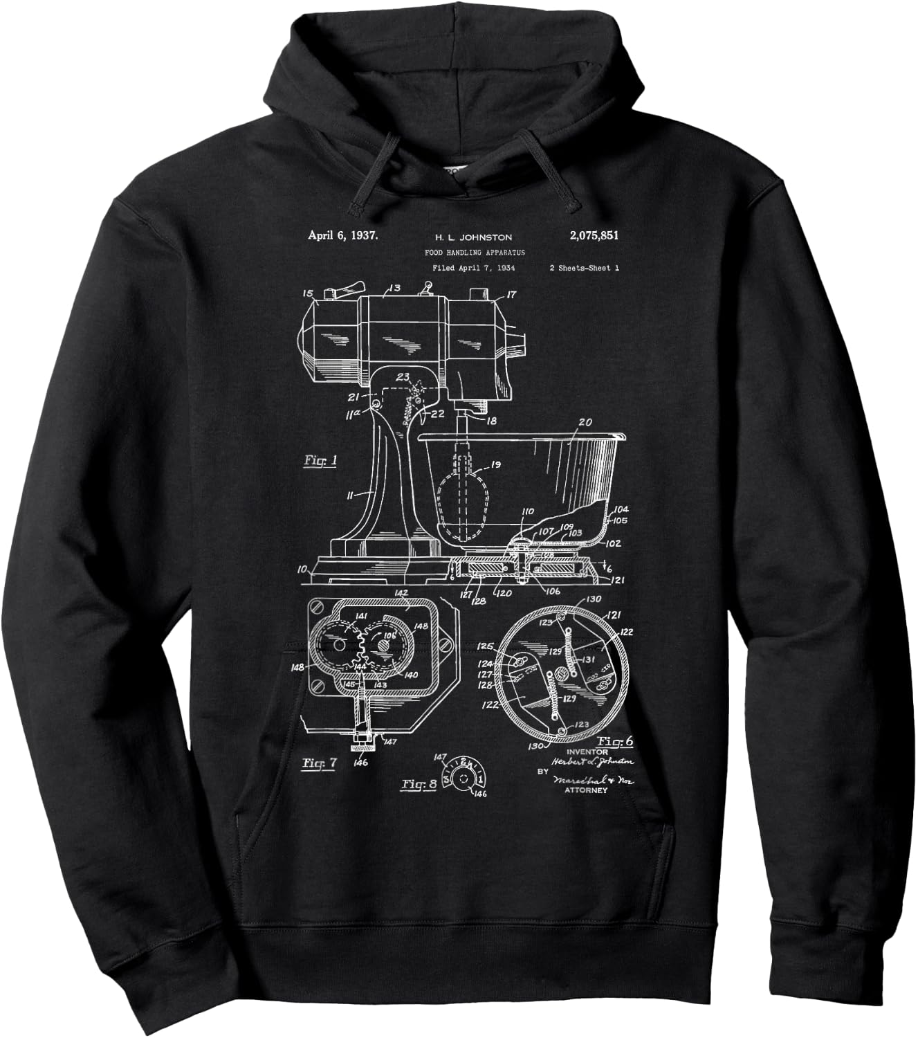 Kitchen Mixer Patent Drawing Gift Bakers Hoodie - Hoodie | Black