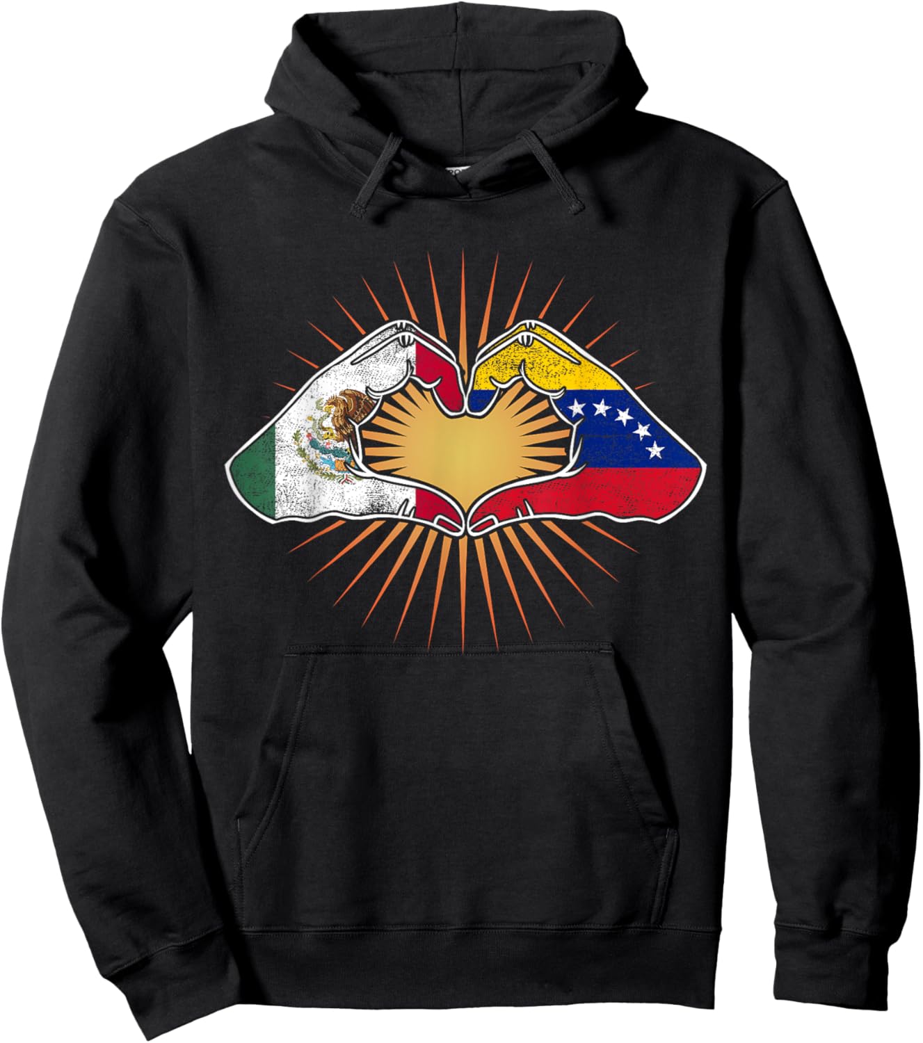 Mexico and Venezuela. Heart Hands Hoodie - Hoodie | Black