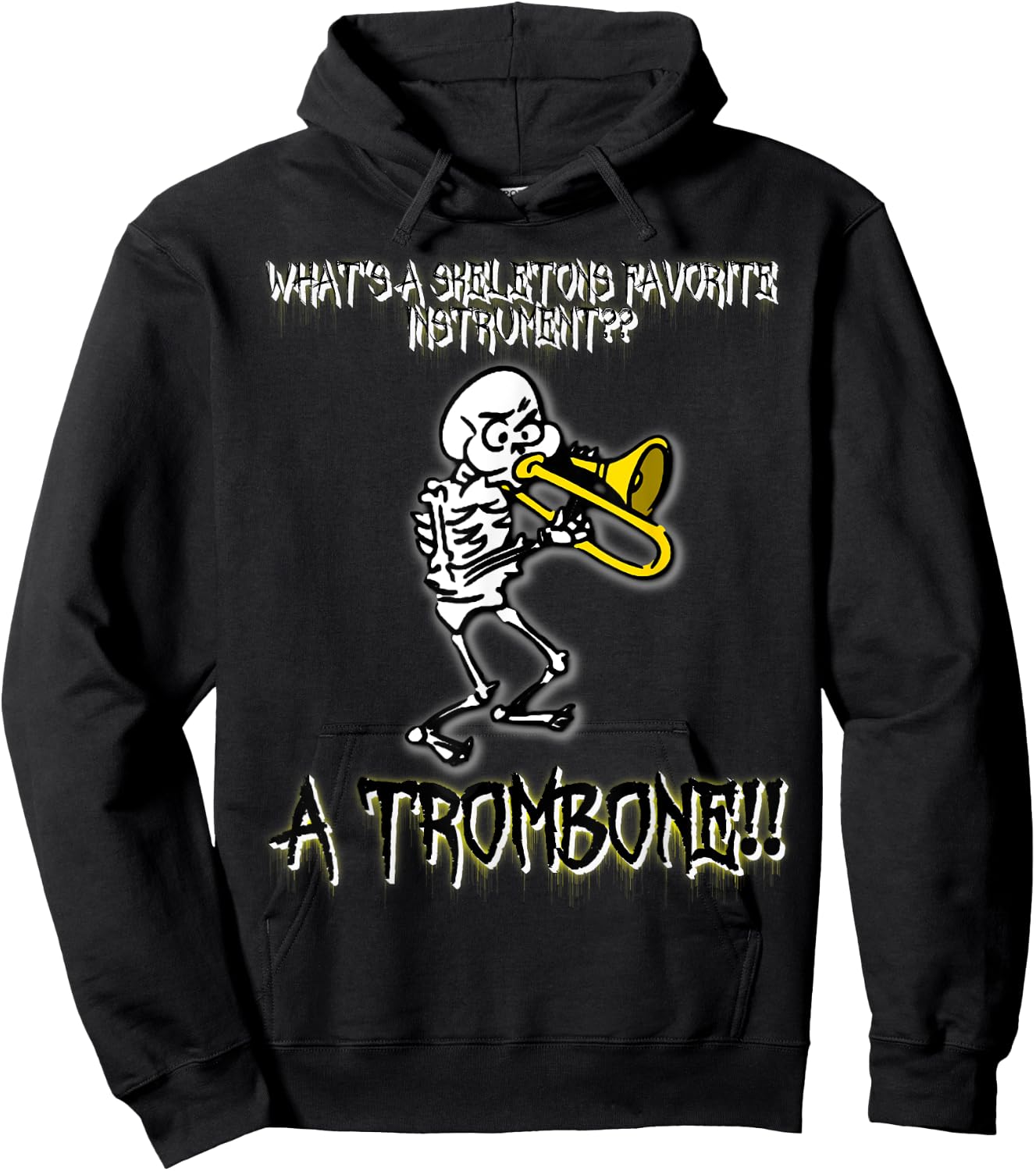 Funny Skeleton Halloween Trombone Joke Hoodie - Hoodie | Black