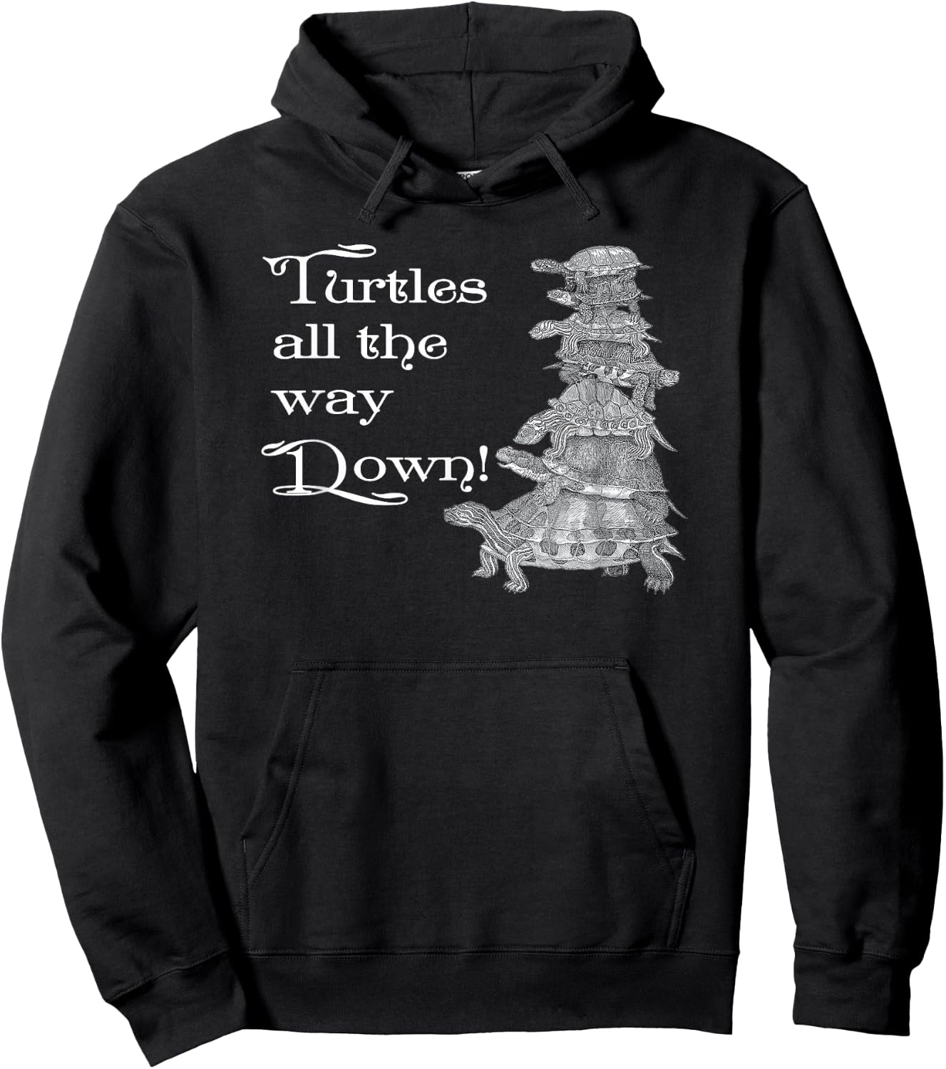Retro Style Turtles all the way Down Gift Hoodie - Hoodie | Black