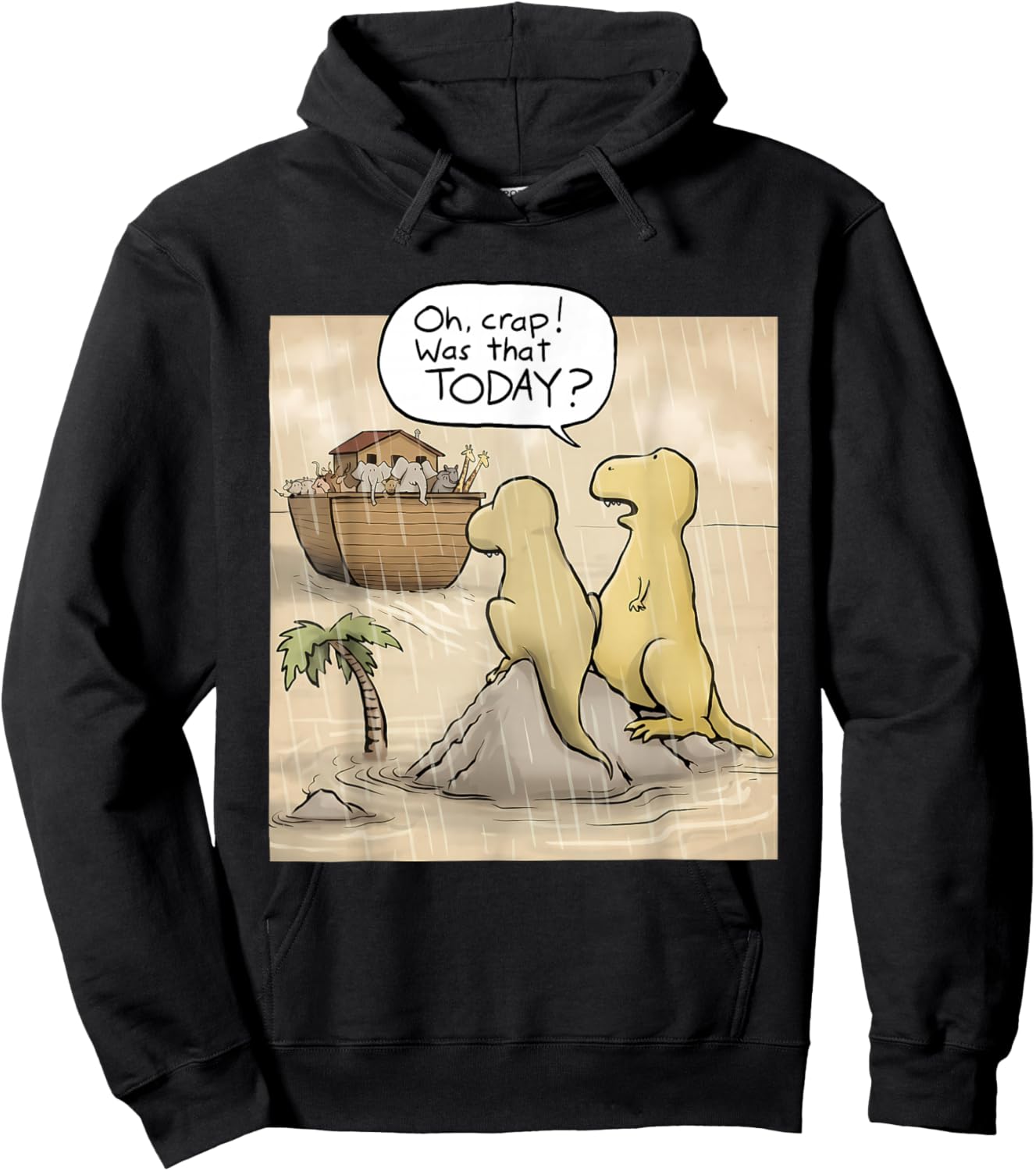 Jesus Saves Funny Dinosaurs Christian Oh Crap was that Today Hoodie - Hoodie | Black
