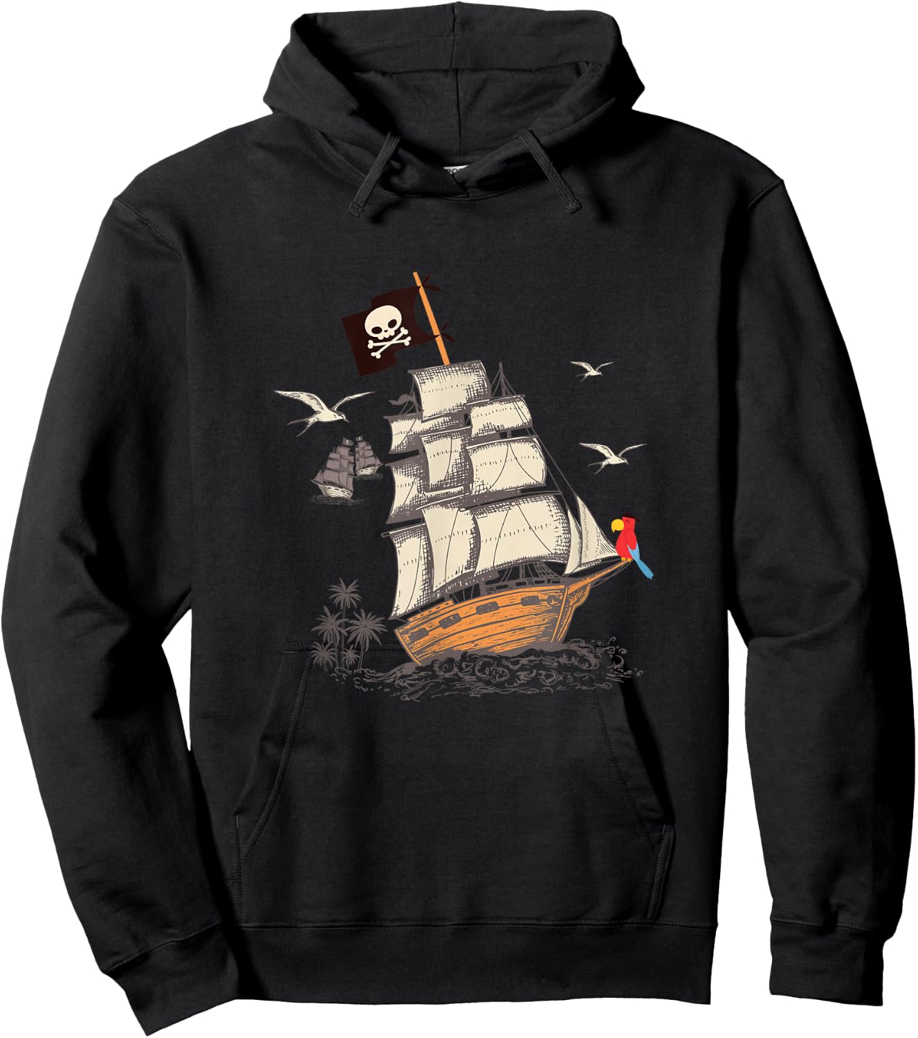 Pirate Ship Nautical Boat Pirate Flag Funny Gift Hoodie - Hoodie | Black