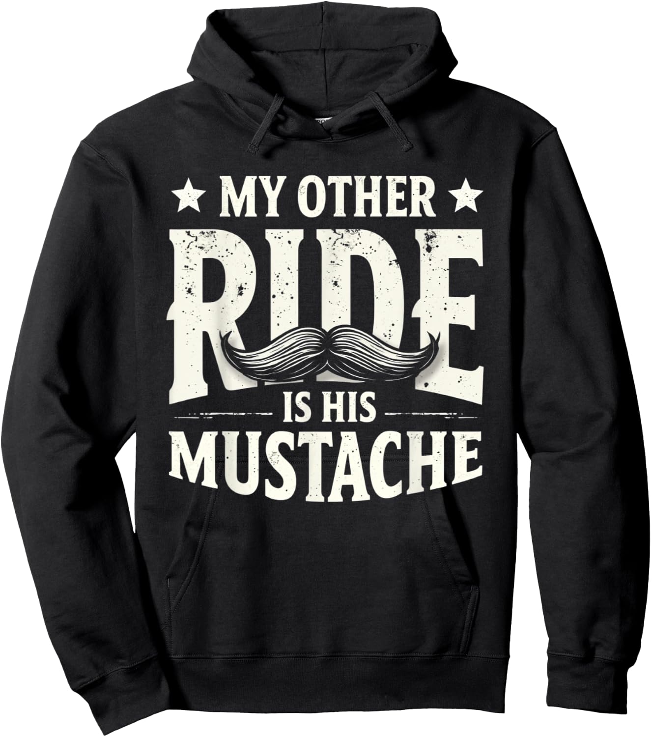 My Other Ride Is His Mustache Funny Biker and Mustache Lover Hoodie - Hoodie | Black