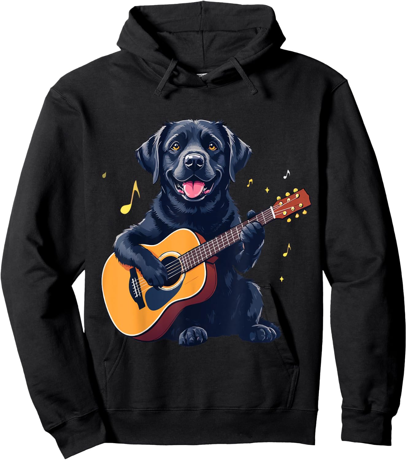 Funny Musical Black Lab guitar player boys and kids Hoodie - Hoodie | Black