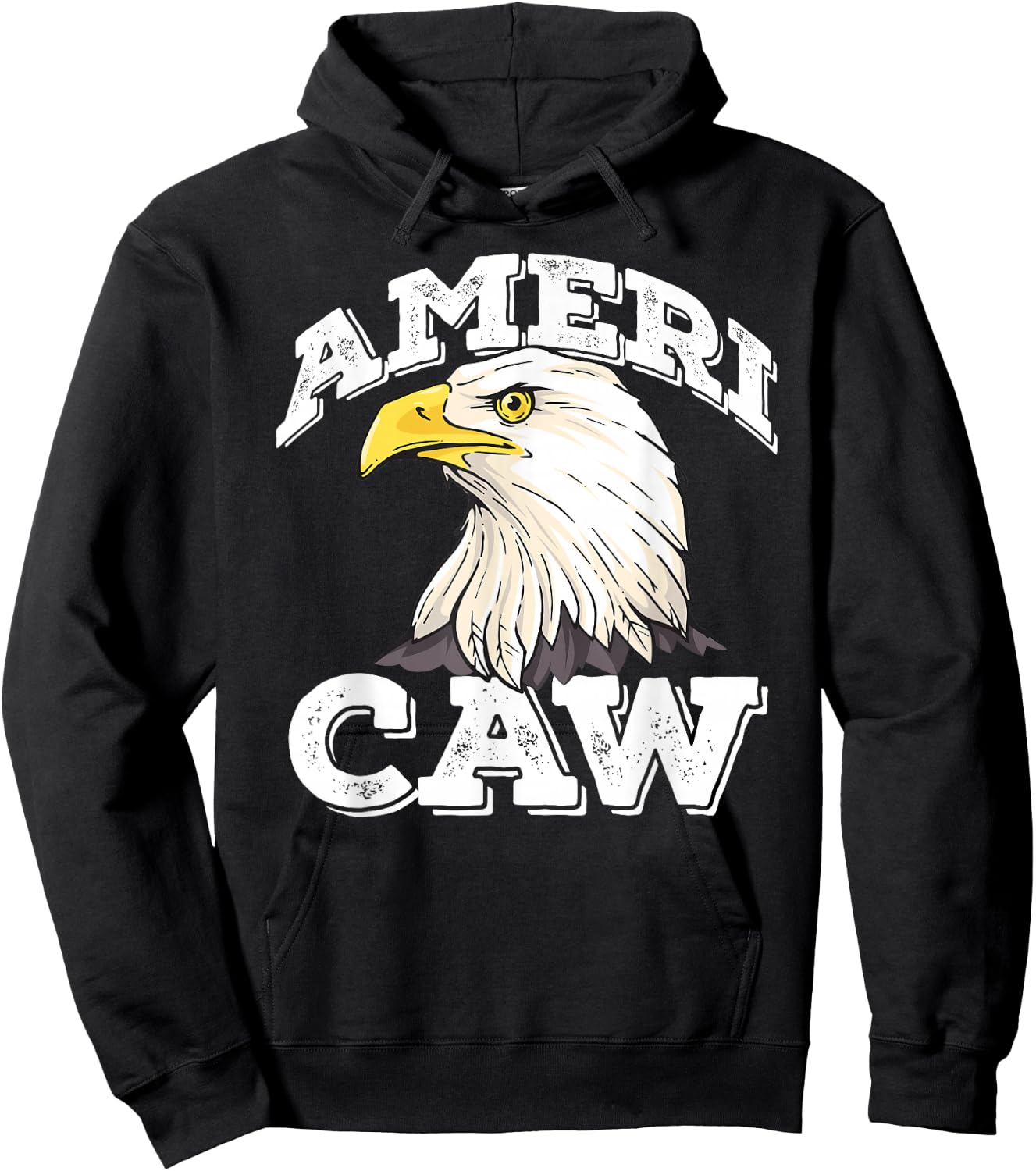AMERI-CAW Funny Bald Eagle Meme 4th of July USA CAW! Hoodie - Hoodie | Black