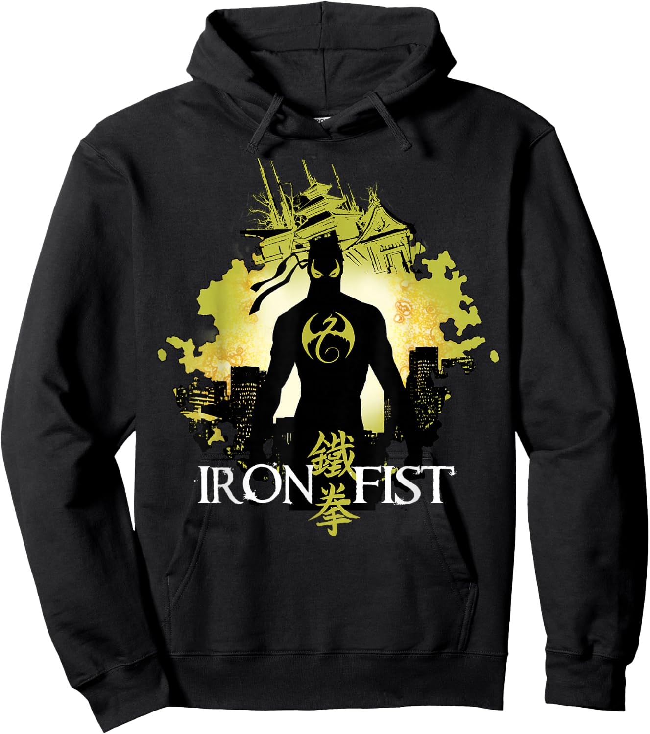Marvel Iron Fist Blackout Silhouette Cityscape Glow Hoodie - Hoodie | Black
