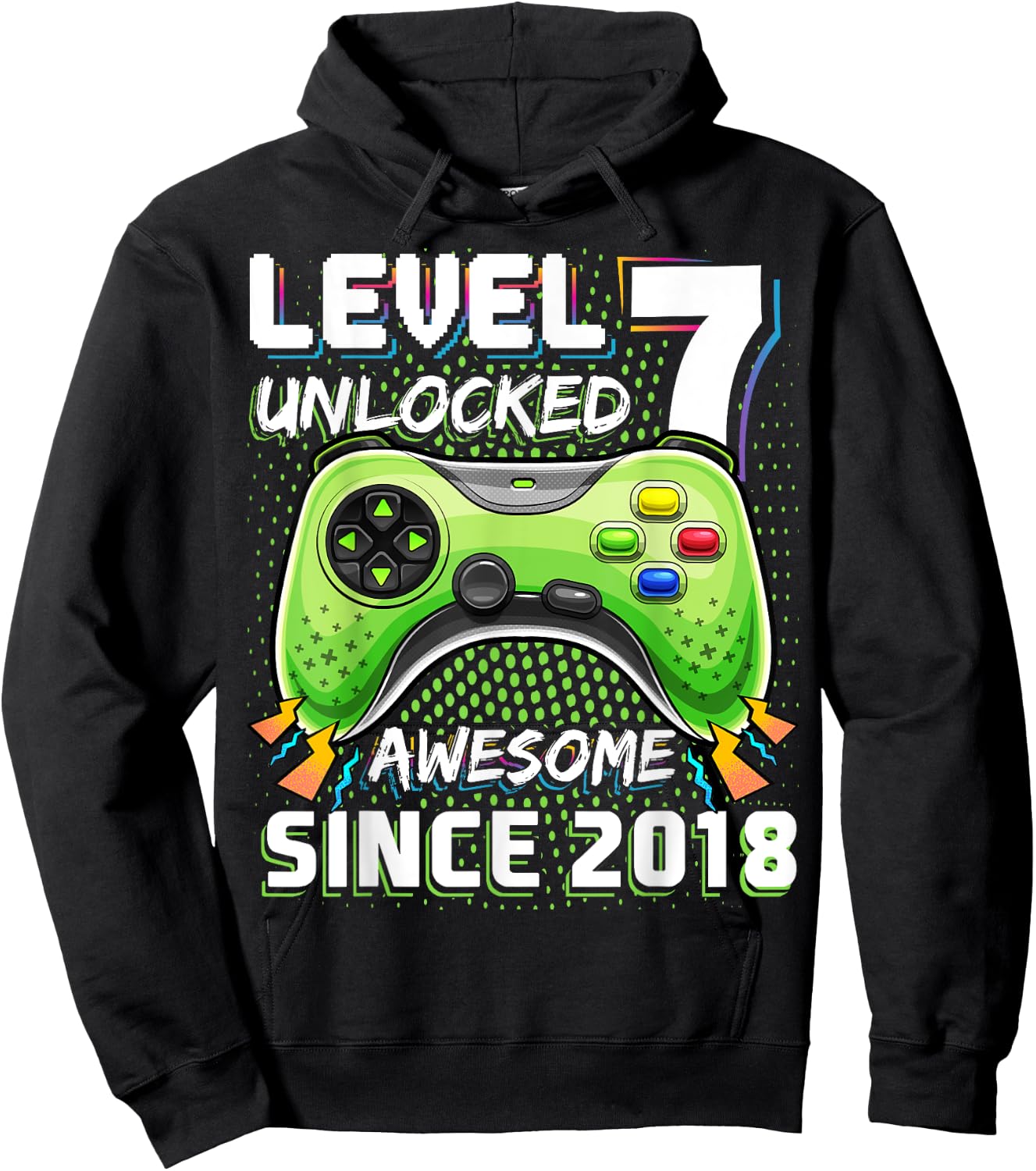 7th Birthday Boy Level 7 Gamer 7 Year Video Game Party Hoodie - Hoodie | Black
