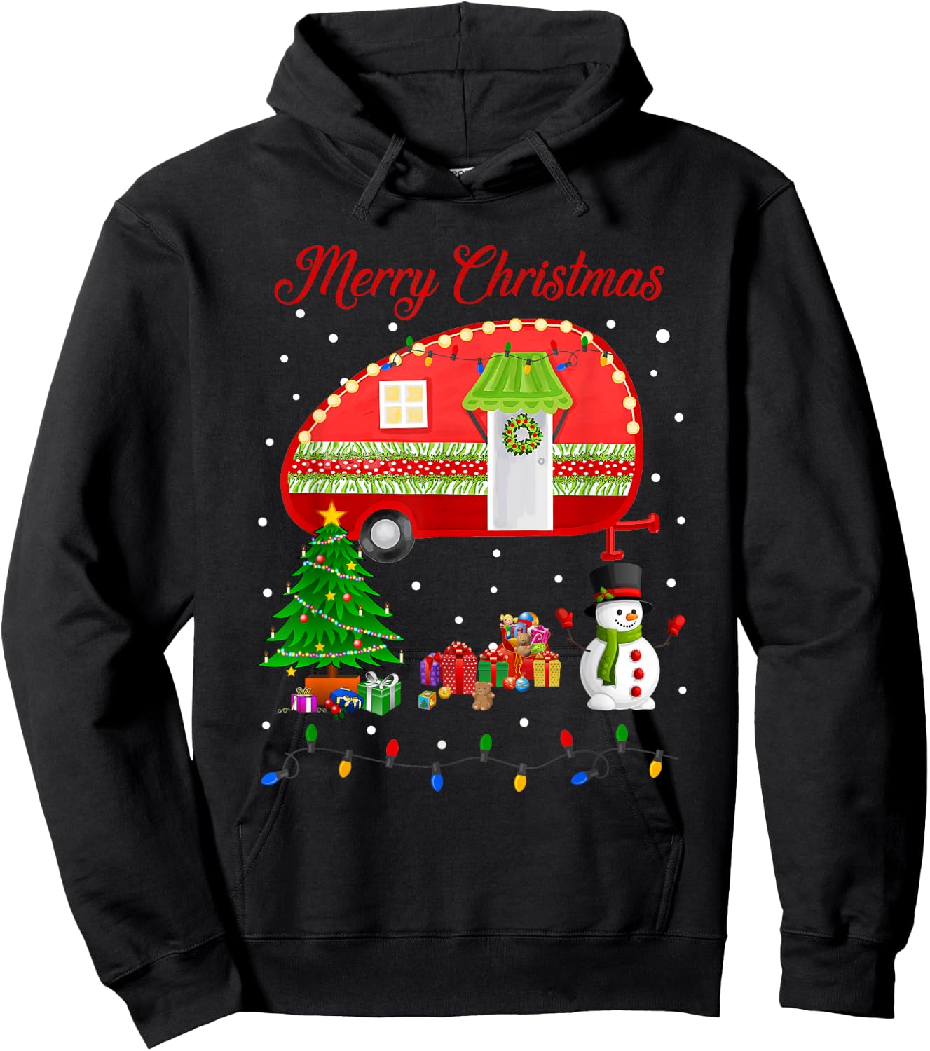 Camping Christmas Happy Camper Xmas Camp Gifts Women Hoodie - Hoodie | Black