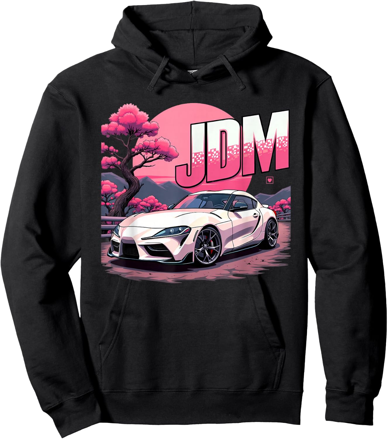 Love JDM Race Girl Racer Car Sakura Pink Cherry Blossom Hoodie - Hoodie | Black