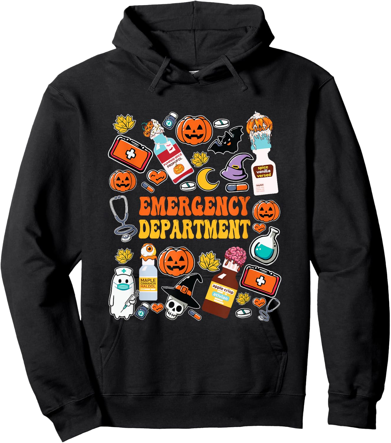 Funny Emergency Department ER Nurse Halloween Spooky Season Hoodie - Hoodie | Black