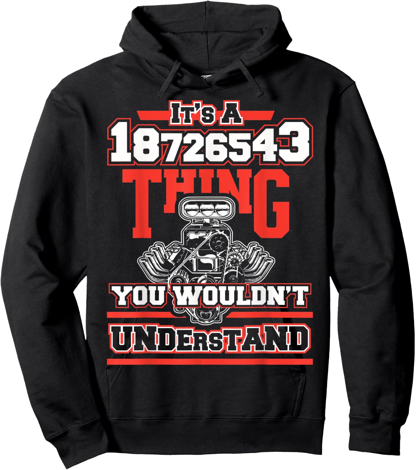 Funny V8 Engine Firing Order 18726543 for Car Guys Hoodie - Hoodie | Black