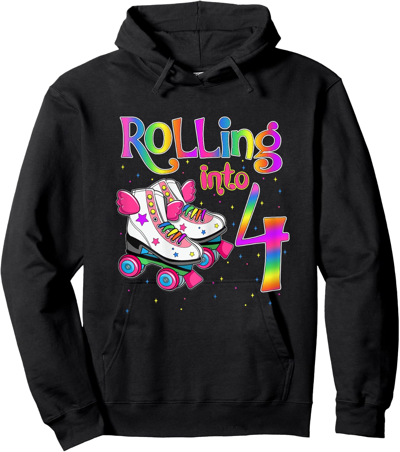 Rolling Into 4 years Let's Roll I'm Turning 4 Roller Skate Hoodie - Hoodie | Black