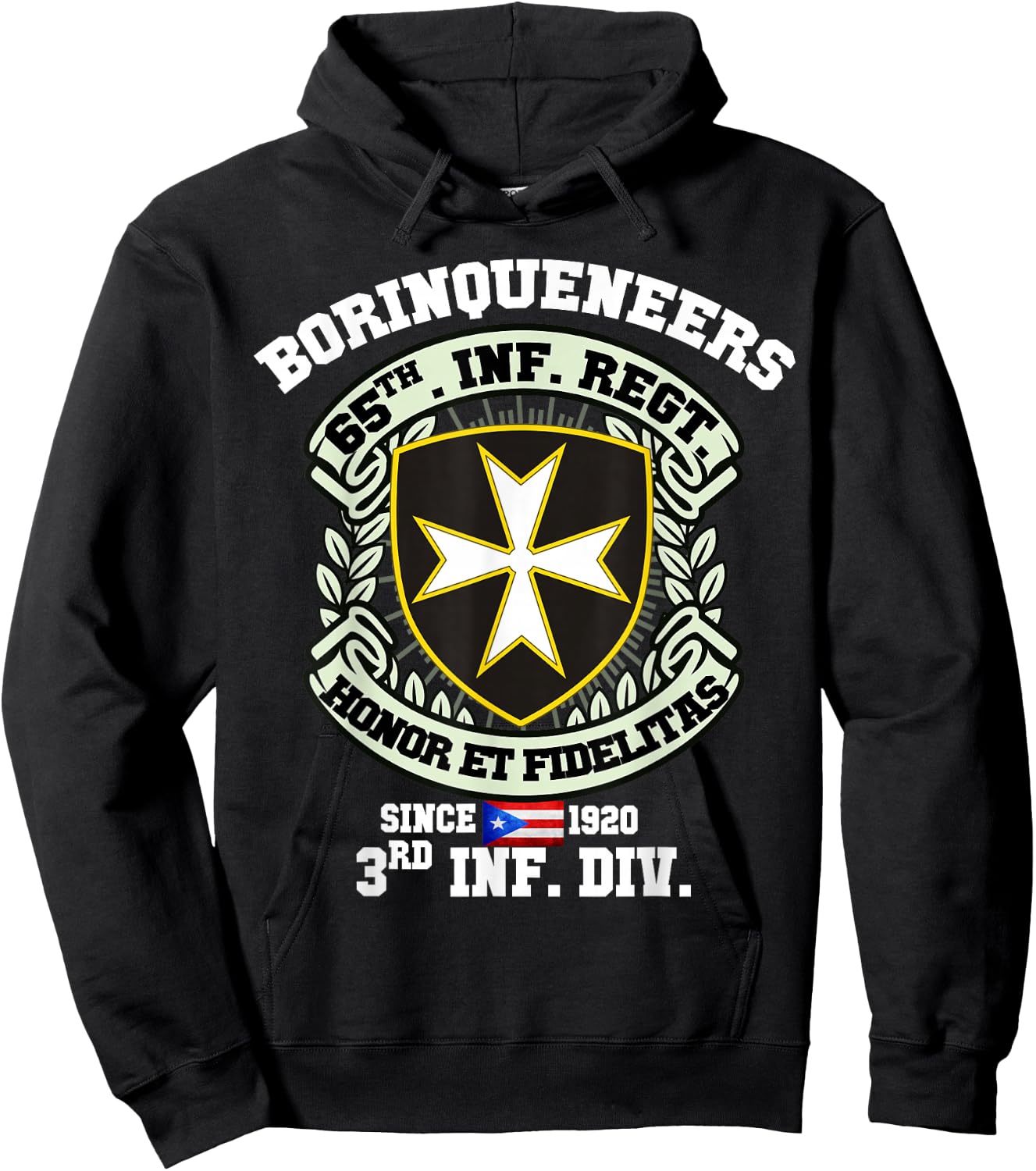 Puerto Rico Pride Borinqueneers Military Hoodie - Hoodie | Black