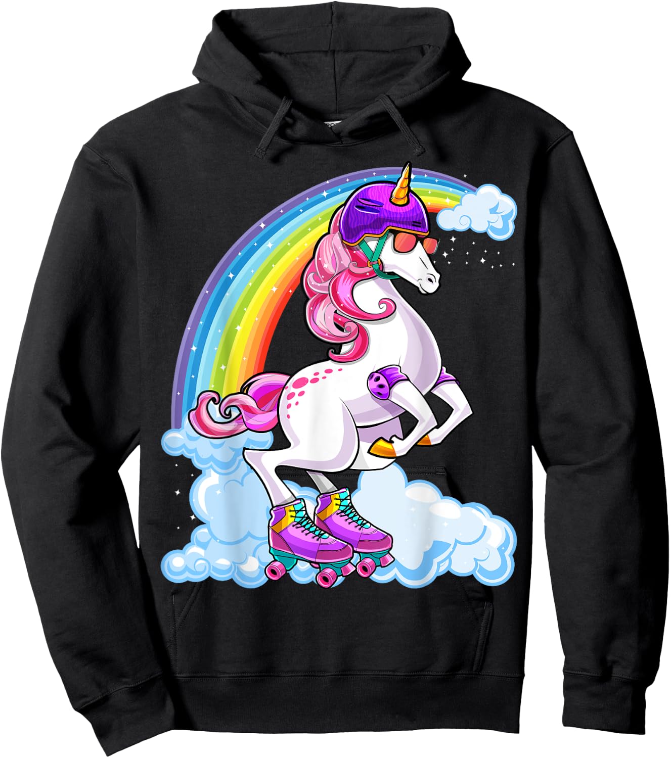 Unicorn Roller Skate Roller Derby Birthday Shirt Girls Gift Hoodie - Hoodie | Black