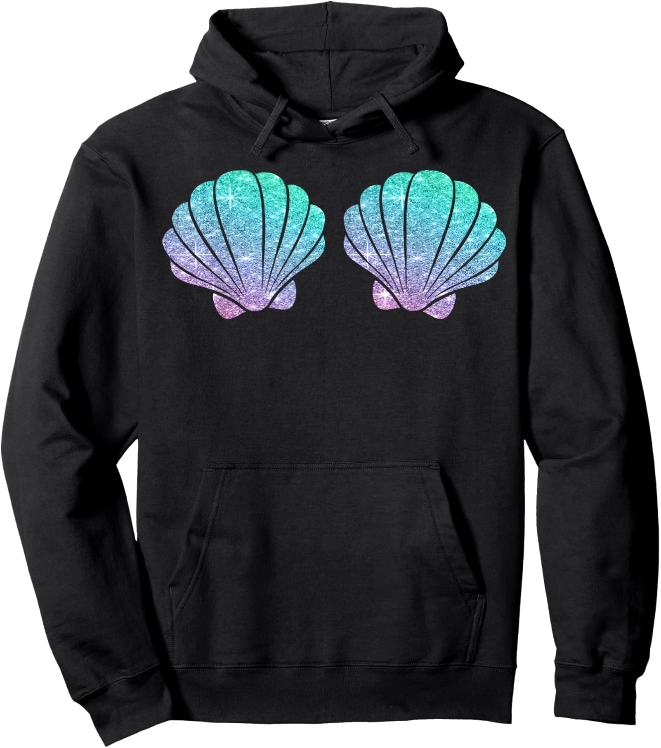 Halloween Girl Costume, Cute Mermaid Shell Bra Costume Women Hoodie - Hoodie | Black